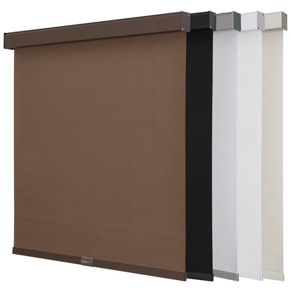 Joydeco 100% Blackout Roller Shades Cordless Blinds for Windows, Free-Stop Shades, UV Protection, Natural Woven Blinds for Home and Office, Light-Proof Aluminum Cover