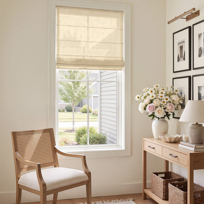 Linden Linen Blend Sheer Roman Shade
