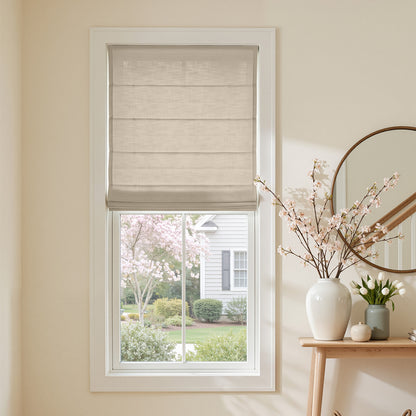 Braden Cotton Linen Light Filtering No-Drill Roman Shade