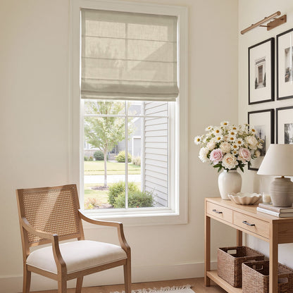 Linden Linen Blend Sheer Roman Shade
