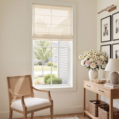 Linden Linen Blend Sheer Roman Shade