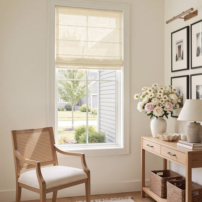 Linden Linen Blend Sheer Roman Shade