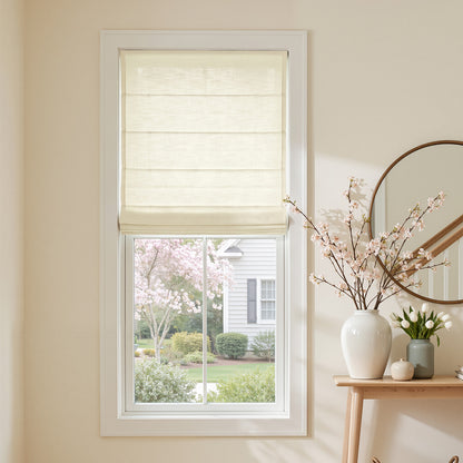 Braden Cotton Linen Light Filtering No-Drill Roman Shade