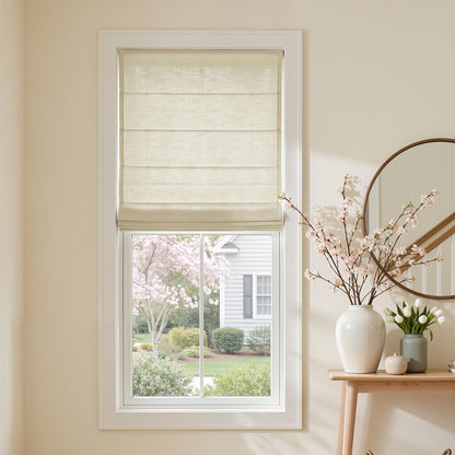 Braden Cotton Linen Light Filtering No-Drill Roman Shade