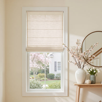 Braden Cotton Linen Light Filtering No-Drill Roman Shade