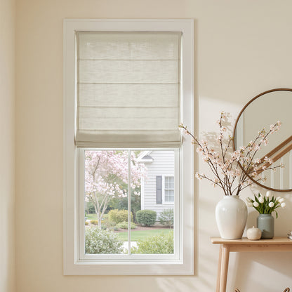 Braden Cotton Linen Light Filtering No-Drill Roman Shade
