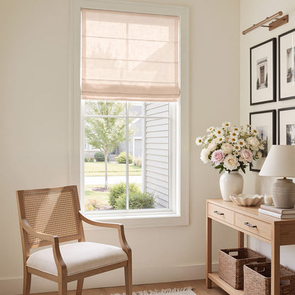 Linden Linen Blend Sheer Roman Shade