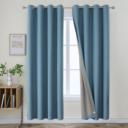 Rideaux Joydeco 100 % occultants en lin, isolation thermique, en toile de jute, 2 panneaux