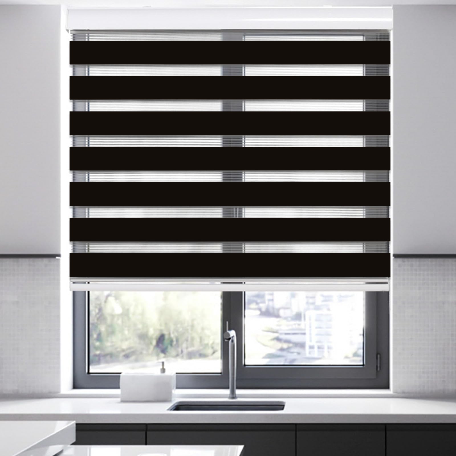 Joydeco Custom Motorization Modern Light Filtering Dual Shade