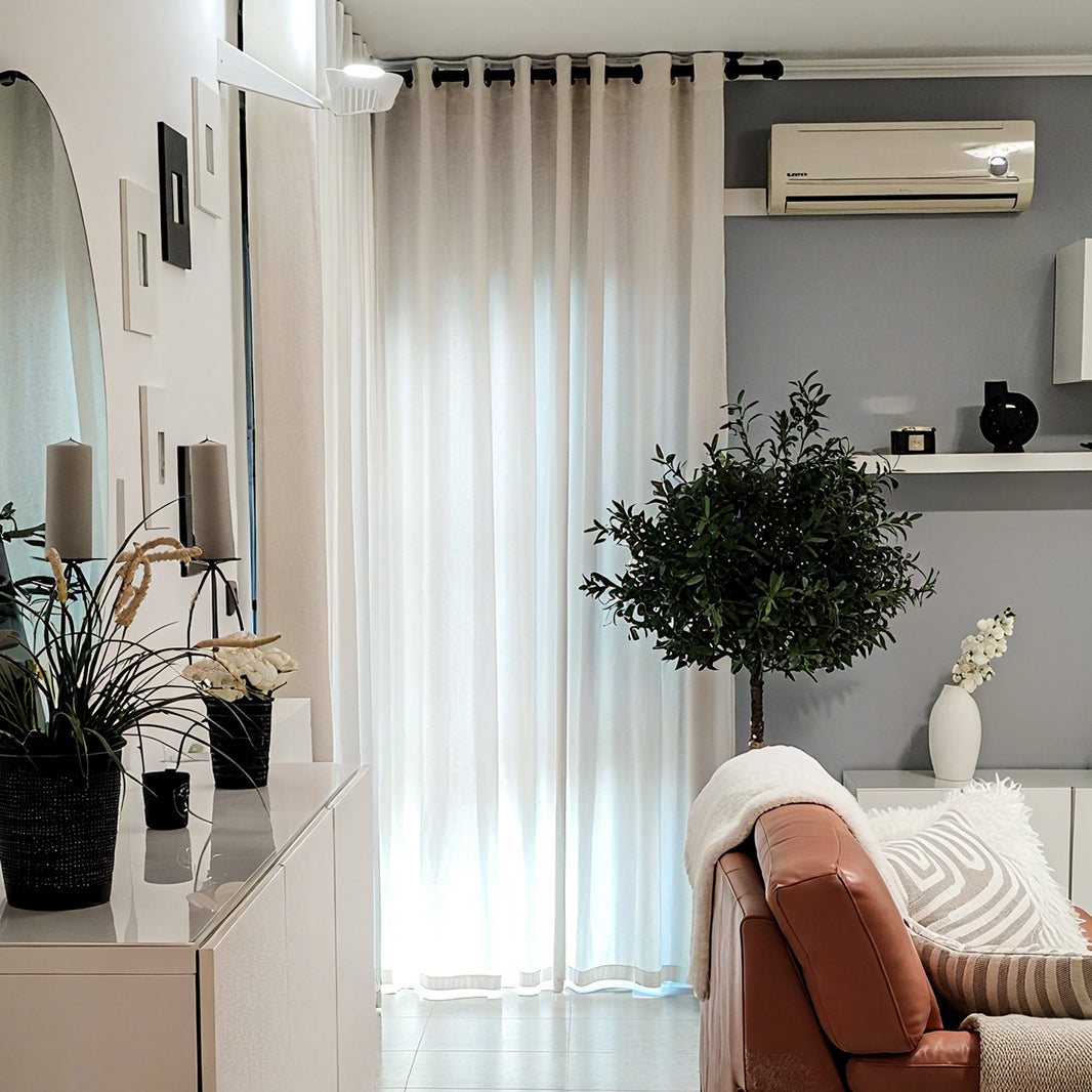 Joydeco Custom Linen Curtain | Semi-Sheer Light Filtering Panel with Rod Pocket & Back Tab