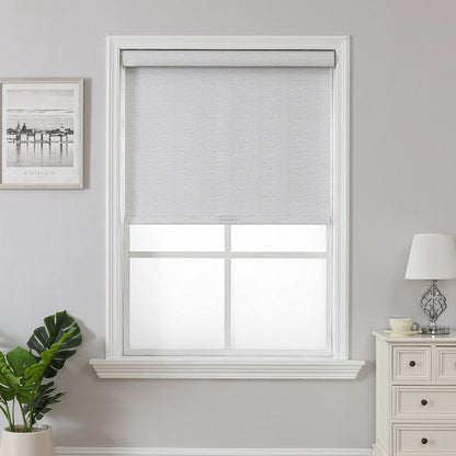 Joydeco Natural Woven Roller Shades for Indoor Windows, Cordless Blackout Blinds with Curved Valance, Thermal Insulated UV Protection Privacy Window Shades for Home and Office
