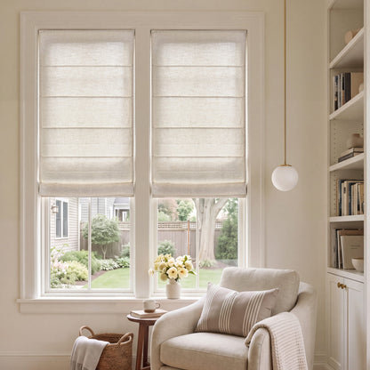 Oak Cotton Linen Semi-Blackout No-Drill Roman Shade