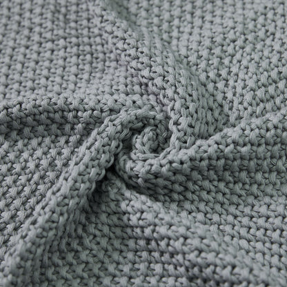 Joydeco Chunky Cable Knit Throw Blanket, Lightweight 100% Cotton Soft Cozy Throw Twin Blanket for Couch Bed and Sofa, Rustic Breathable Farmhouse Blanket Gift for Women Men