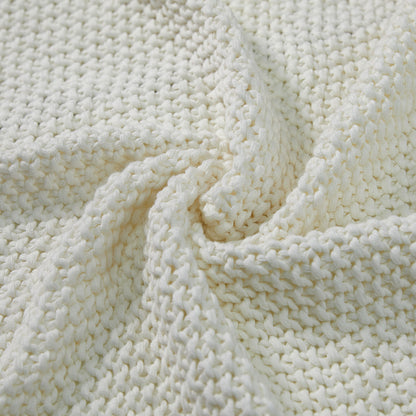 Joydeco Chunky Cable Knit Throw Blanket, Lightweight 100% Cotton Soft Cozy Throw Twin Blanket for Couch Bed and Sofa, Rustic Breathable Farmhouse Blanket Gift for Women Men