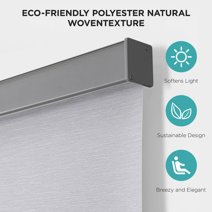 Joydeco 100% Blackout Roller Shades Cordless Blinds for Windows, Free-Stop Shades, UV Protection, Natural Woven Blinds for Home and Office, Light-Proof Aluminum Cover