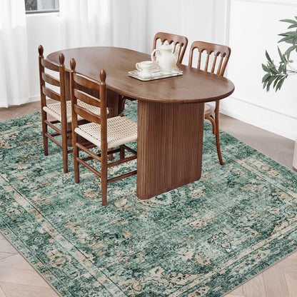 Joydeco Runner Rug Non Slip Machine Washable Vintage Rug, Low Pile Non Slip Chenille Print Rugs for Living Room, Entryway, Bedroom, Kitchen and Corridor, Bathroom