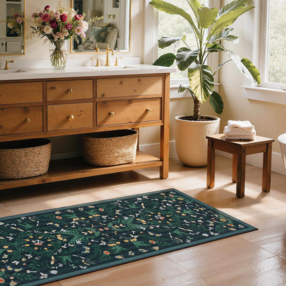 Joydeco Insect Washable Bathroom Rug, Botanical Kitchen Runner Rug Non Slip, Boho Ultra-Thin Soft Indoor Floor Carpet Runners for Hallways Entryway Entrance Laundry