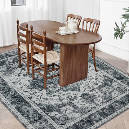 Joydeco Runner Rug Non Slip Machine Washable Vintage Rug, Low Pile Non Slip Chenille Print Rugs for Living Room, Entryway, Bedroom, Kitchen and Corridor, Bathroom