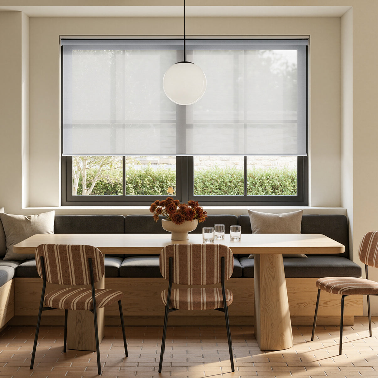 Joydeco Cove Light Filtering Solar Shade, semi-sheer polyester window treatments.