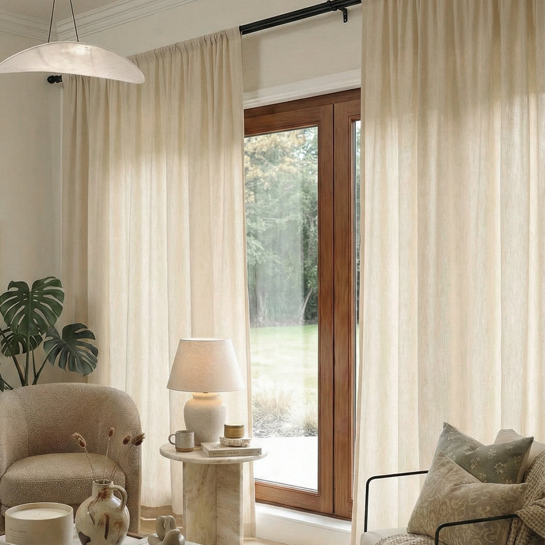 Essential Faux Linen 100% Blackout Curtain