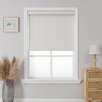 Joydeco Natural Woven Roller Shades for Indoor Windows, Cordless Blackout Blinds with Curved Valance, Thermal Insulated UV Protection Privacy Window Shades for Home and Office