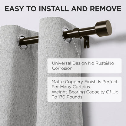 Joydeco Modern Brown Adjustable Curtain Rod 32 to 88 Inches - 1 Inch Diameter Heavy Duty Rod for Living Room & Bedroom