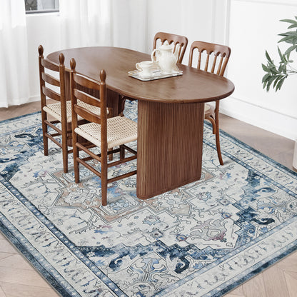 Joydeco Runner Rug Non Slip Machine Washable Vintage Rug, Low Pile Non Slip Chenille Print Rugs for Living Room, Entryway, Bedroom, Kitchen and Corridor, Bathroom