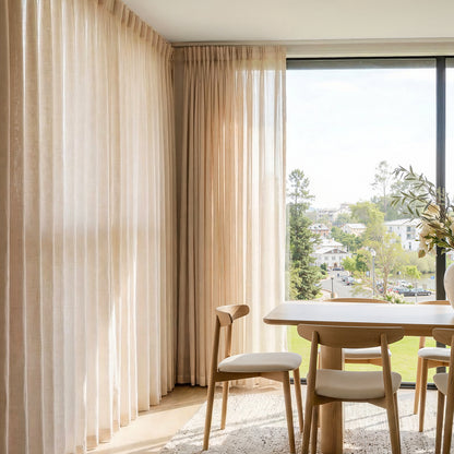 Custom Willow lightweight light filtering linen curtain, soft beige.