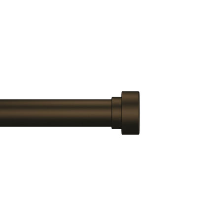 Dark bronze adjustable curtain rod 32-120 inch, showing telescoping joint and cylindrical finial on white background.