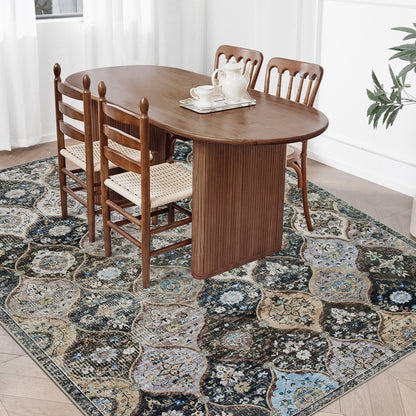 Joydeco Runner Rug Non Slip Machine Washable Vintage Rug, Low Pile Non Slip Chenille Print Rugs for Living Room, Entryway, Bedroom, Kitchen and Corridor, Bathroom