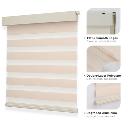 No Drill Zebra Blinds - Cordless, Easy Install Light Filtering Shades