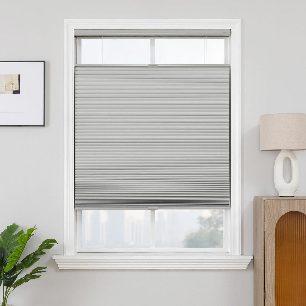 Custom No-Drill Honeycomb Shades - Cordless Blackout Blinds with Top Down Bottom Up Feature for Thermal and Noise Insulation