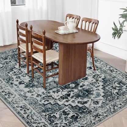 Joydeco Runner Rug Non Slip Machine Washable Vintage Rug, Low Pile Non Slip Chenille Print Rugs for Living Room, Entryway, Bedroom, Kitchen and Corridor, Bathroom