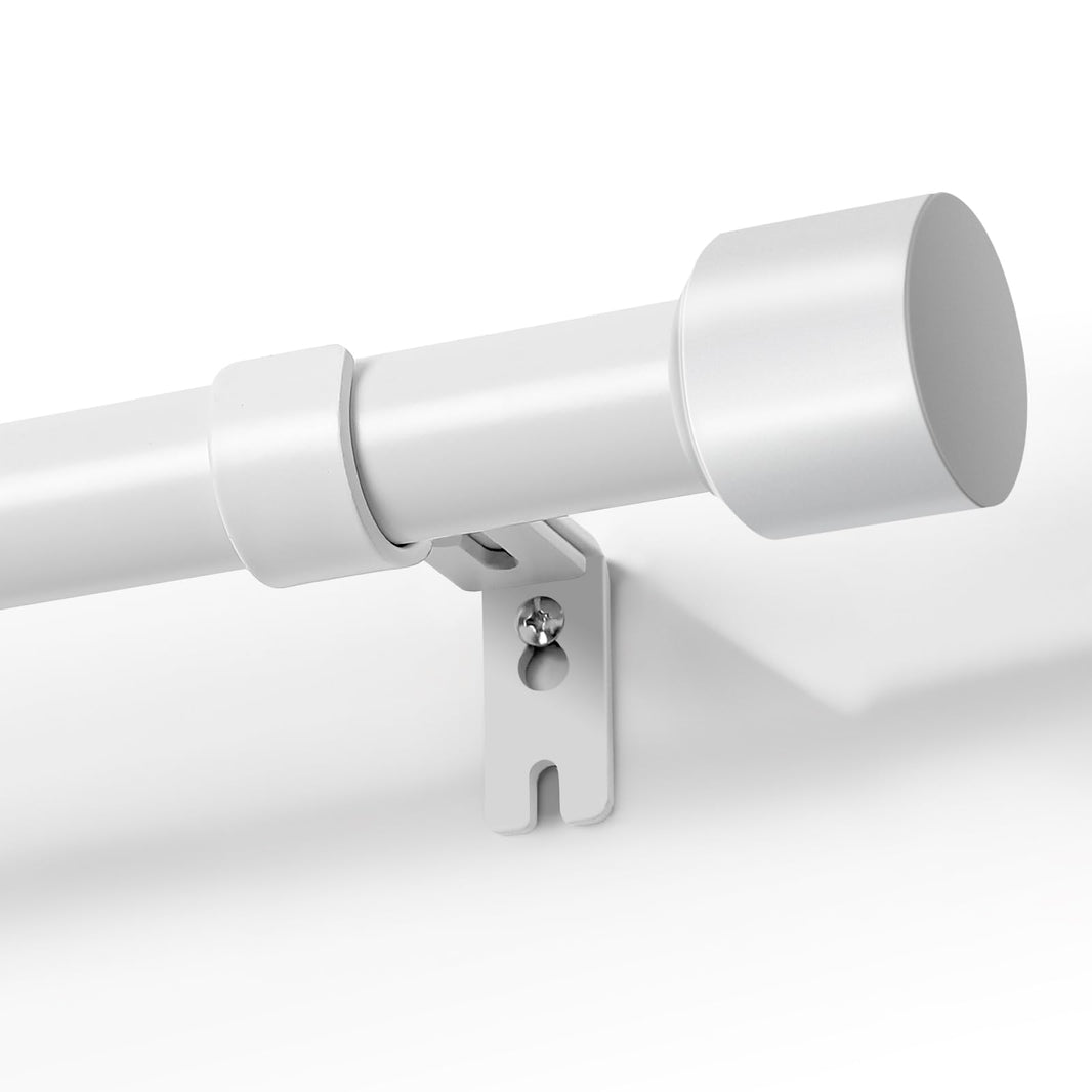 Joydeco modern brown 1-inch adjustable curtain rod, heavy-duty wall mount for living room & bedroom.