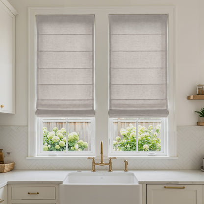 Oak Cotton Linen Semi-Blackout No-Drill Roman Shade