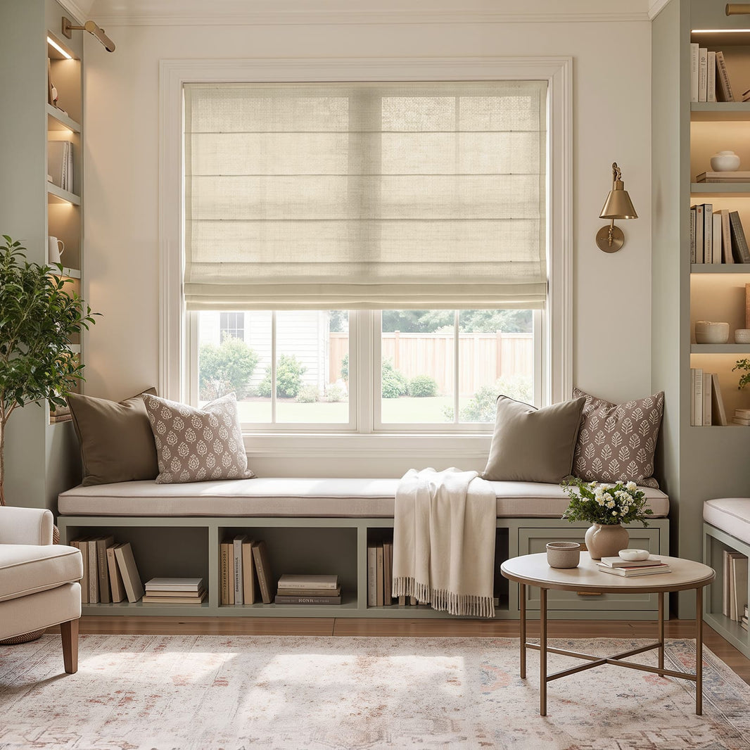 Avery Textured Linen Blend Light Filtering Roman Shade