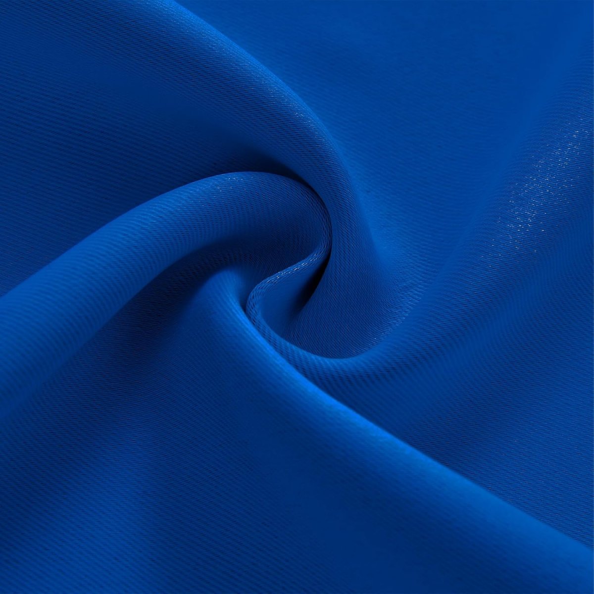 Joydeco royal blue polyester blackout curtain fabric with subtle ribbing and soft drape.