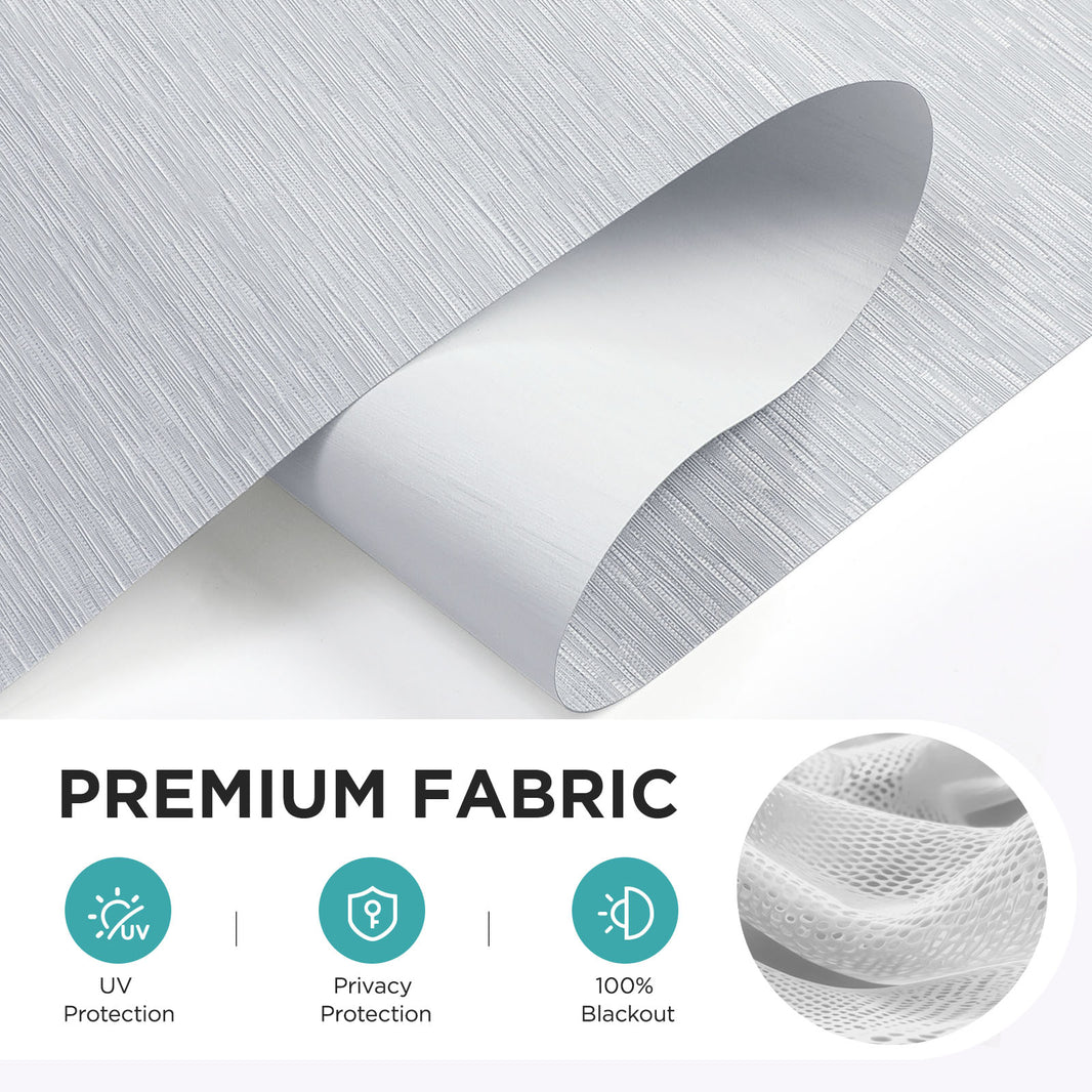 Joydeco Natural Woven Roller Shades for Indoor Windows, Cordless Blackout Blinds with Curved Valance, Thermal Insulated UV Protection Privacy Window Shades for Home and Office