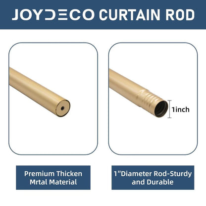 Joydeco Adjustable Heavy Duty Curtain Rod, 32-120 Inch, 1" Diameter, with Decorative Resin Finials