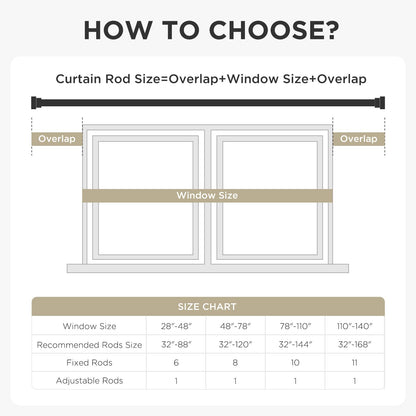 Joydeco Adjustable Heavy Duty Curtain Rod, 32-120 Inch, 1" Diameter, with Decorative Resin Finials