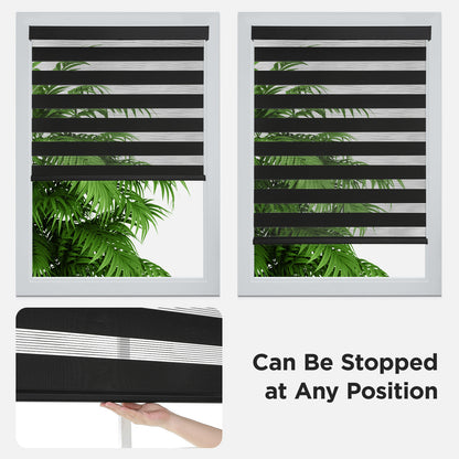 Joydeco Cordless Zebra Blinds for Windows, Dual Layer Light Control Window Blinds with Light-Proof Aluminum Cover, Free-Stop Roller Shades for Home & Office