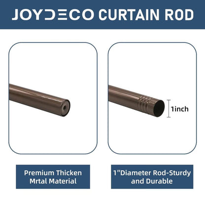Joydeco Adjustable Heavy Duty Curtain Rod, 32-120 Inch, 1" Diameter, with Decorative Resin Finials