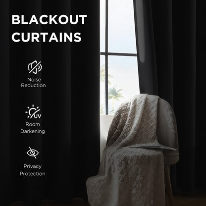 CUCRAF Blackout Curtains for Bedroom - Light Blocking Room Darkening Curtains & Drapes Grommet for Living Room/Nursery,Set of 2 Curtain Panels,52 x 96 Inches,Light Beige