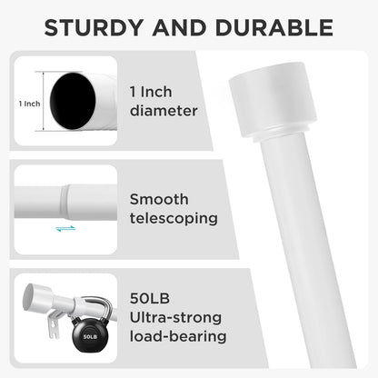 Joydeco brown 1 inch heavy-duty adjustable curtain rod. Supports up to 170lbs for living rooms.