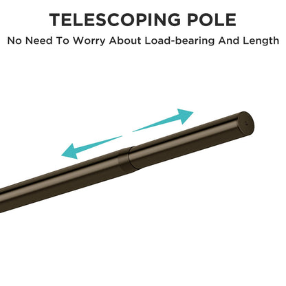 Joydeco Modern Brown Adjustable Curtain Rod 32 to 88 Inches - 1 Inch Diameter Heavy Duty Rod for Living Room & Bedroom