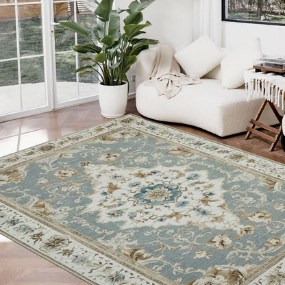 Joydeco Runner Rug Non Slip Machine Washable Vintage Rug, Low Pile Non Slip Chenille Print Rugs for Living Room, Entryway, Bedroom, Kitchen and Corridor, Bathroom