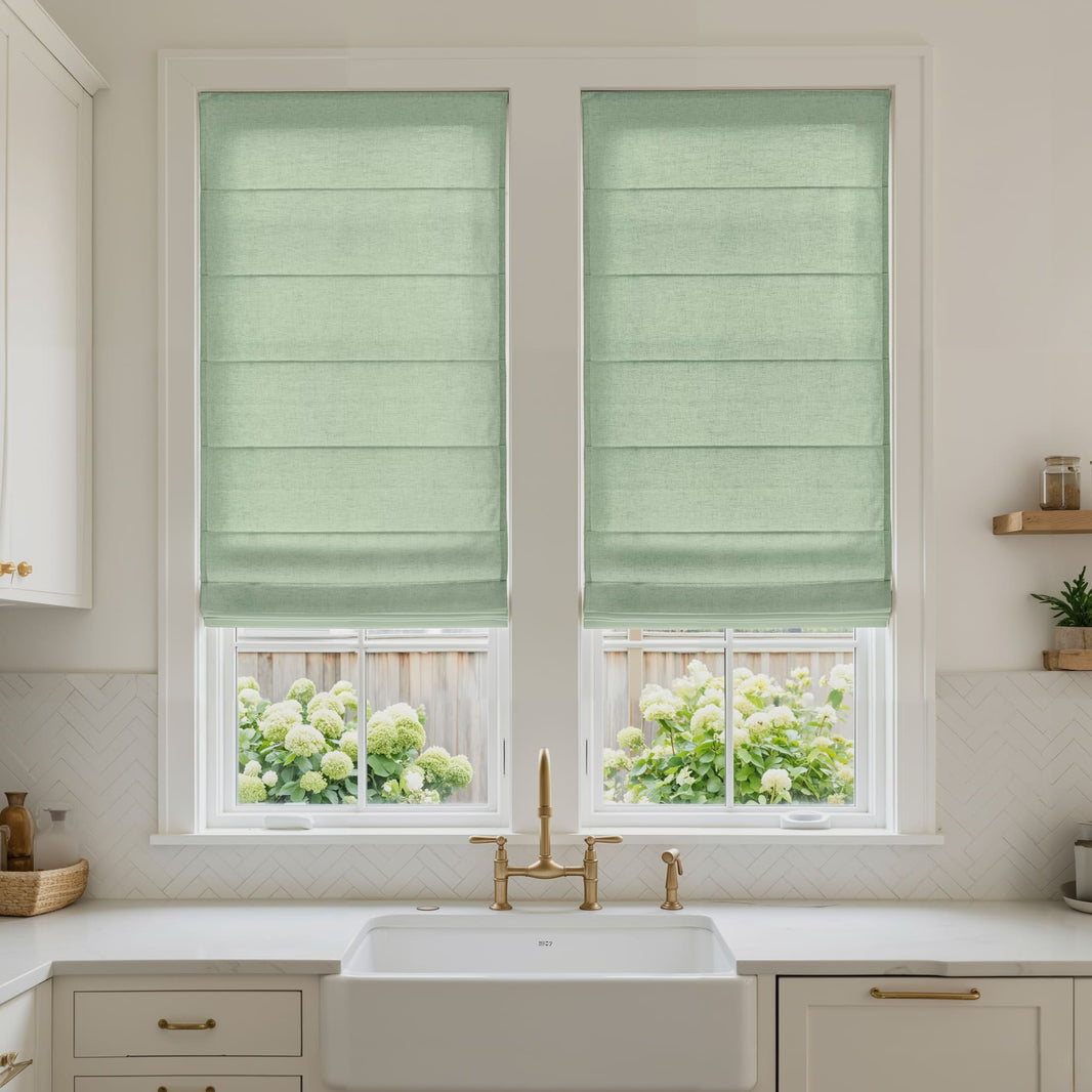Oak Cotton Linen Semi-Blackout No-Drill Roman Shade