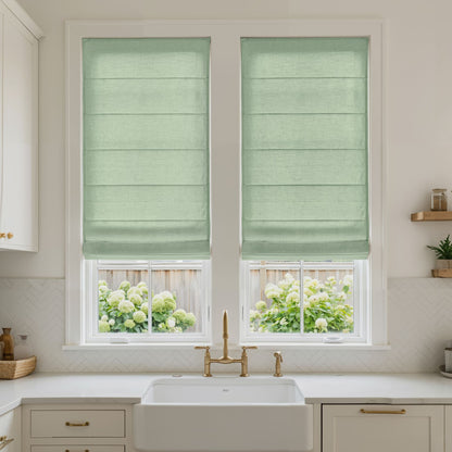 Oak Cotton Linen Semi-Blackout No-Drill Roman Shade