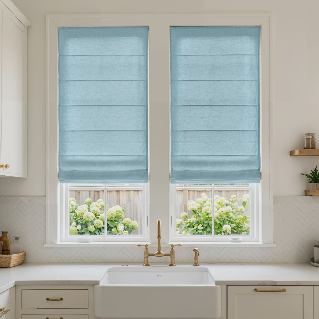 Oak Cotton Linen Semi-Blackout No-Drill Roman Shade