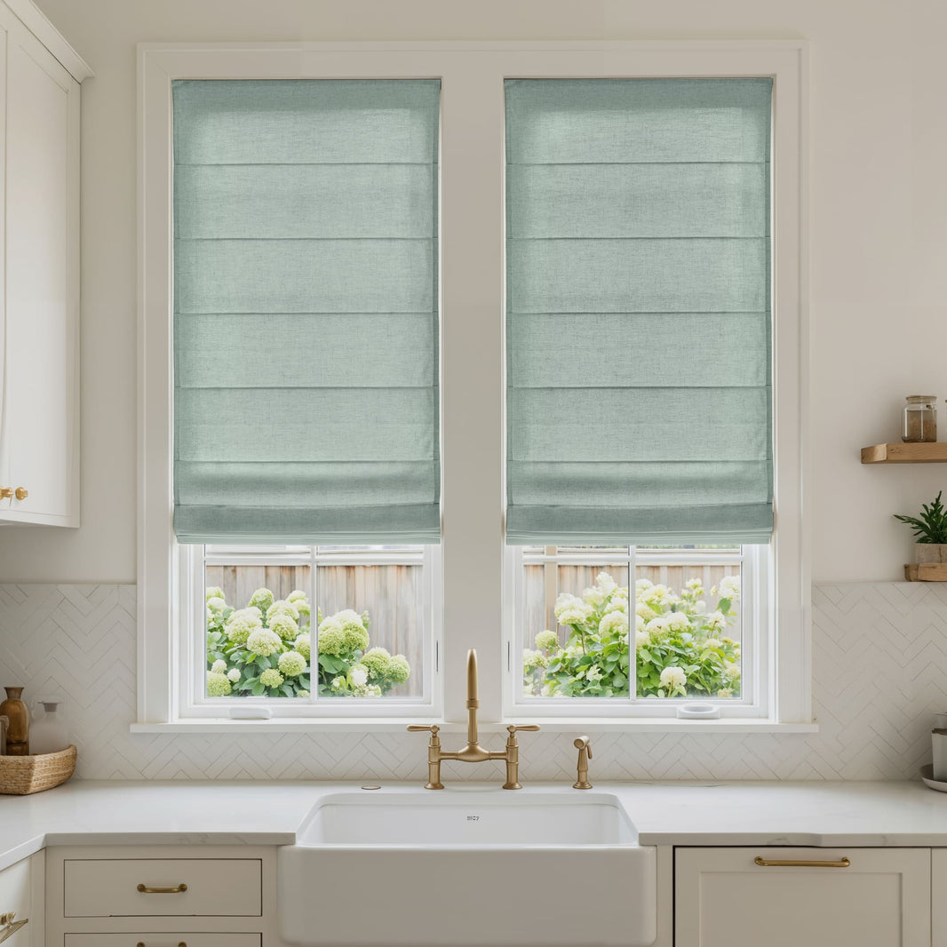 Oak Cotton Linen Semi-Blackout No-Drill Roman Shade